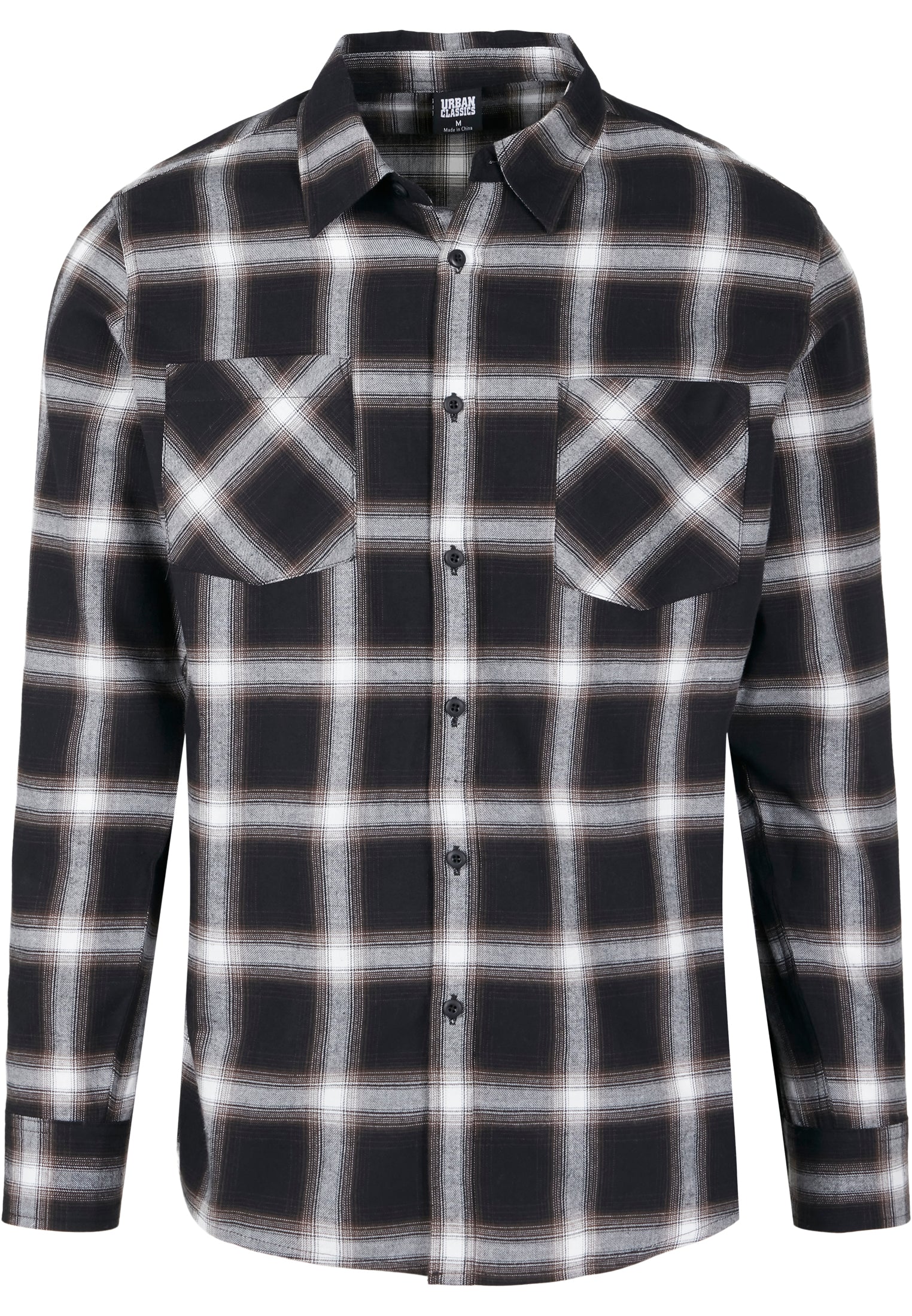 KAULUSPAITA - Checked Flanell Shirt BLACK/WHITE - URBAN CLASSICS