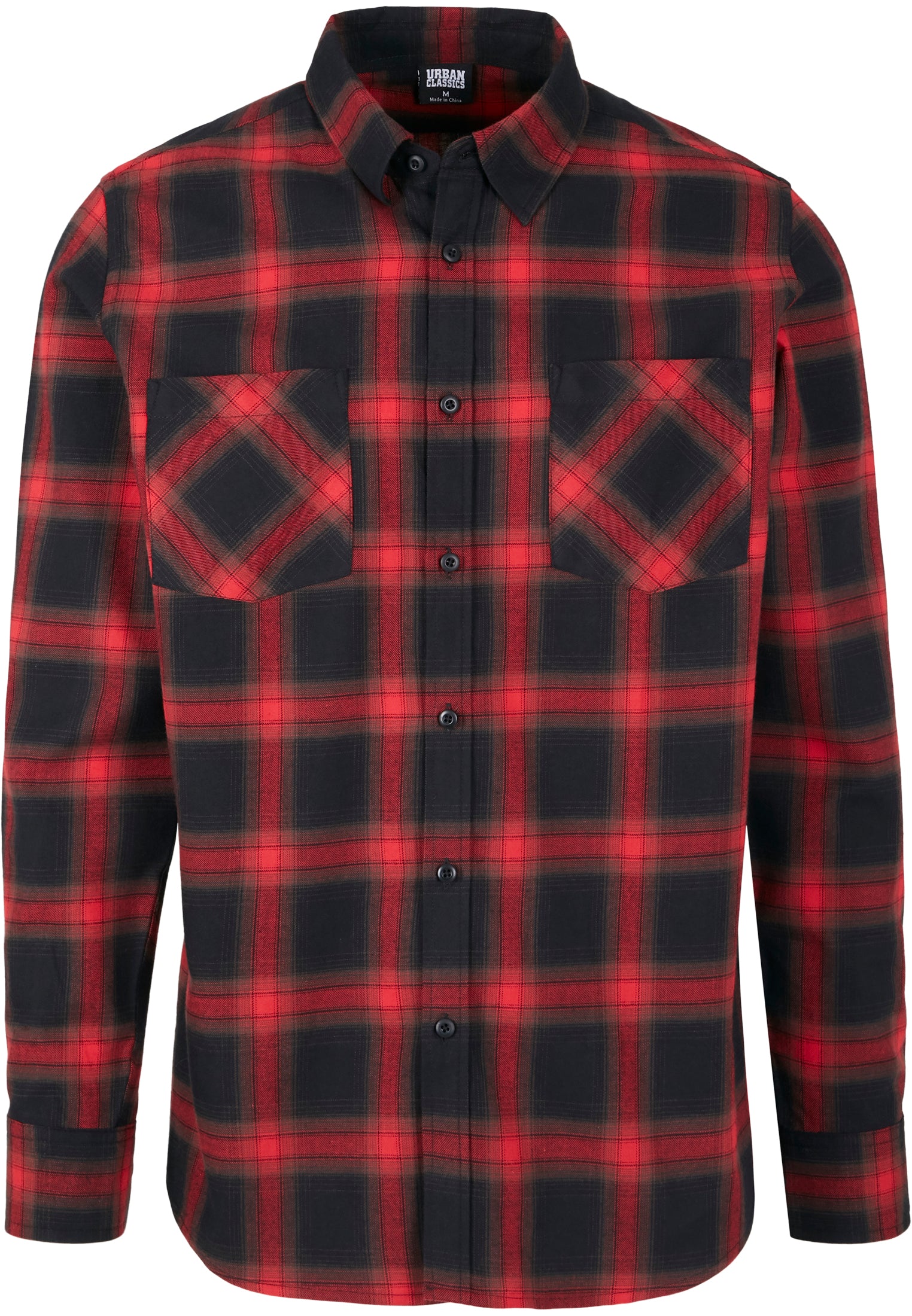 KAULUSPAITA - Checked Flanell Shirt BLACK/RED - URBAN CLASSICS