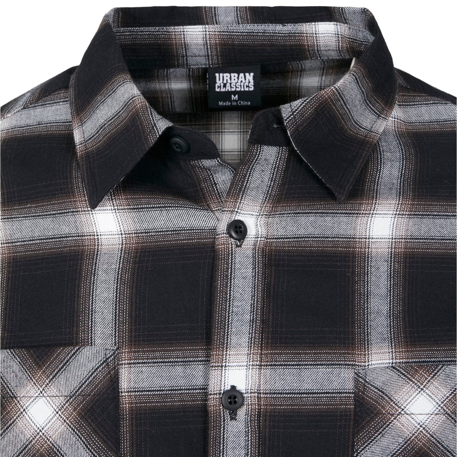 KAULUSPAITA - Checked Flanell Shirt BLACK/WHITE - URBAN CLASSICS