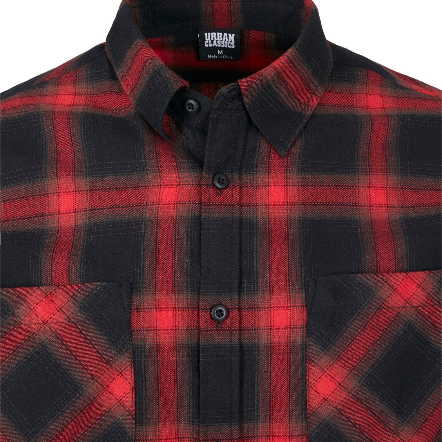 KAULUSPAITA - Checked Flanell Shirt BLACK/RED - URBAN CLASSICS