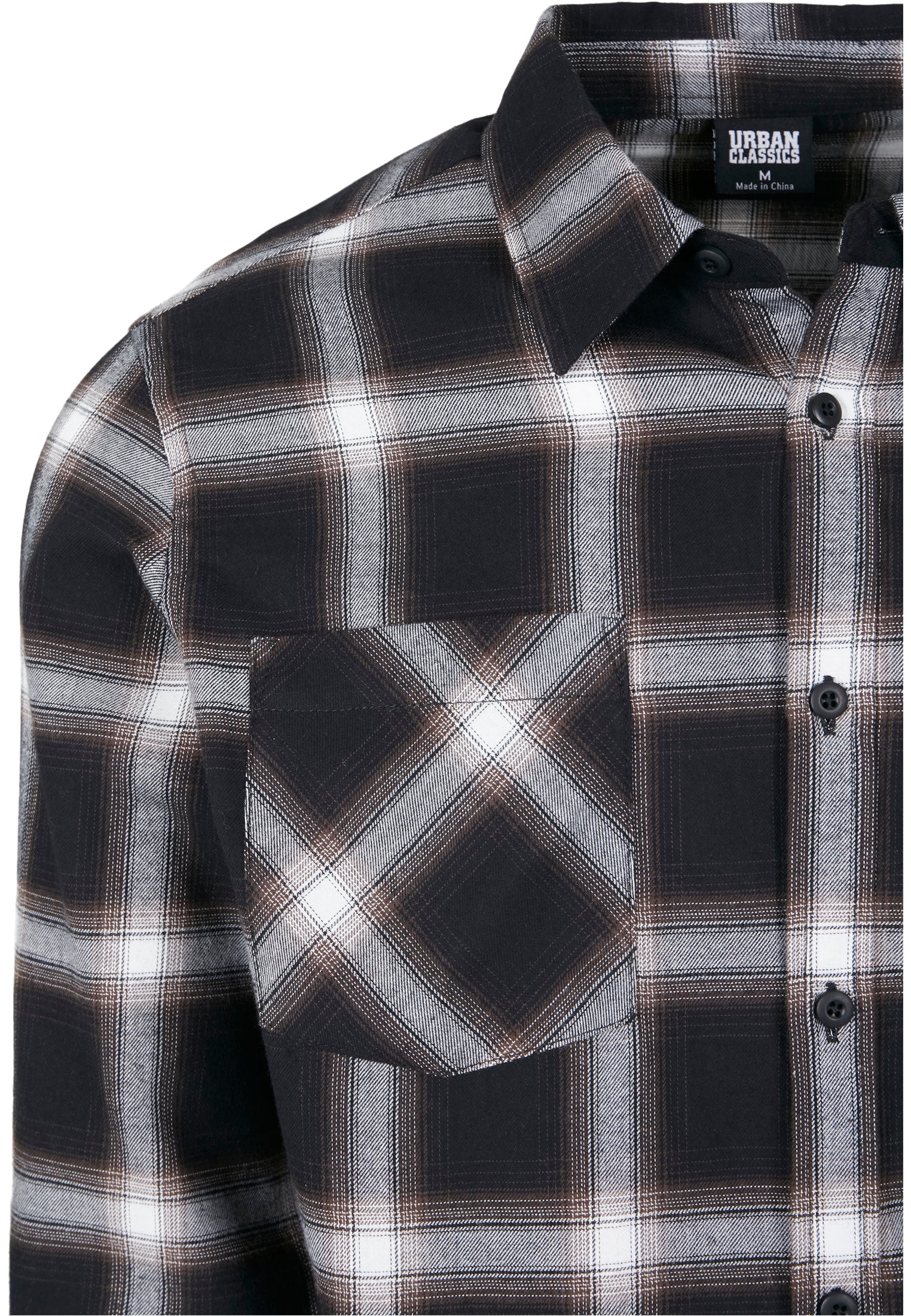 KAULUSPAITA - Checked Flanell Shirt BLACK/WHITE - URBAN CLASSICS