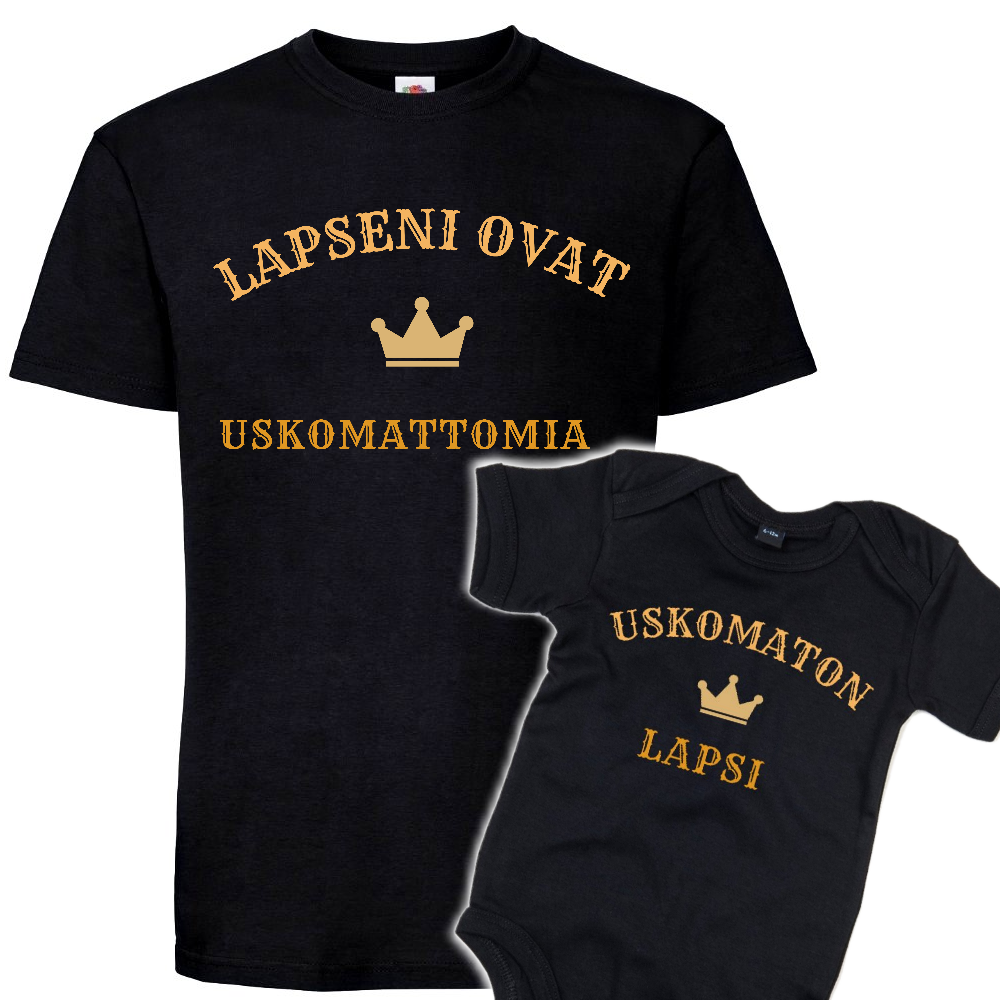 MIESTEN mu T-PAITA + VAUVAN BODY USKOMATON
