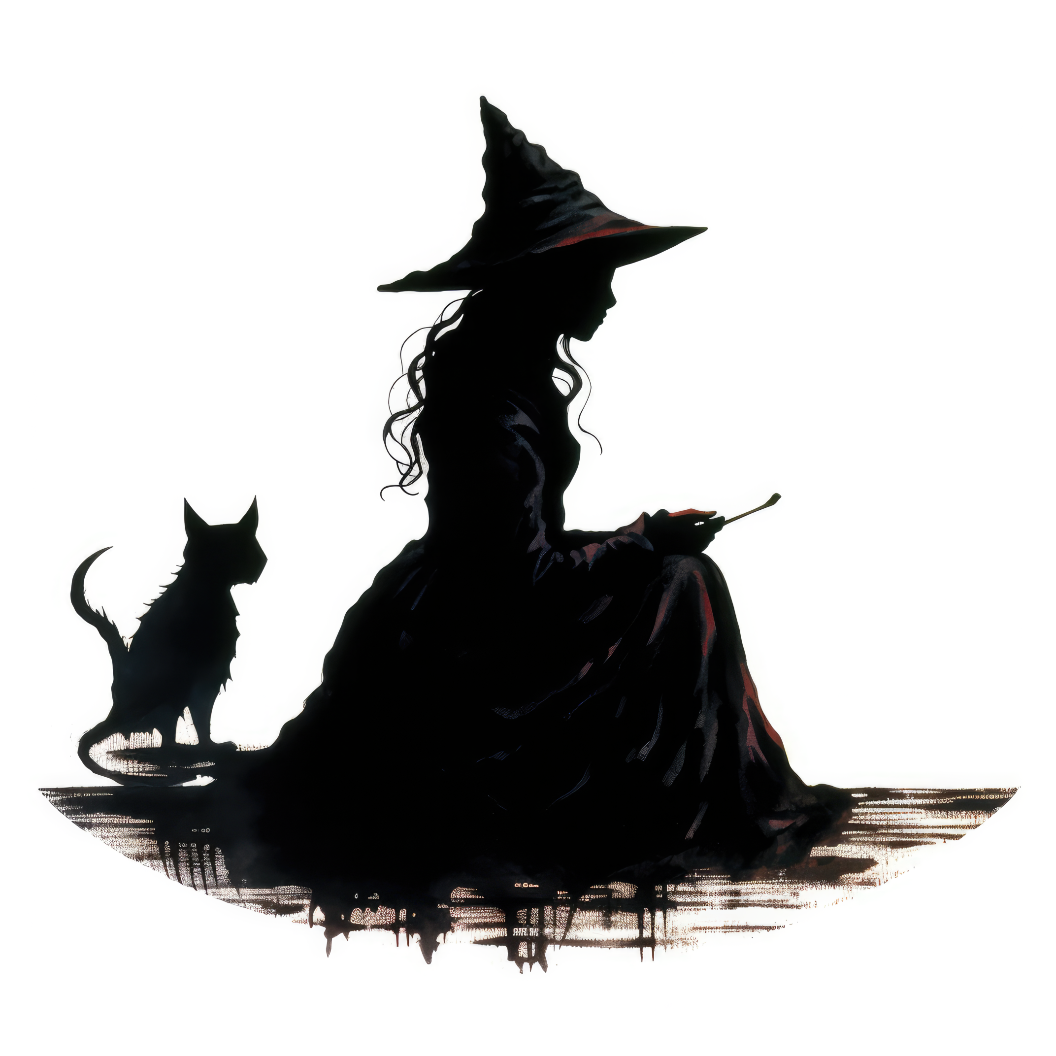 Witchs black cat silhouette hand (paitakuva)