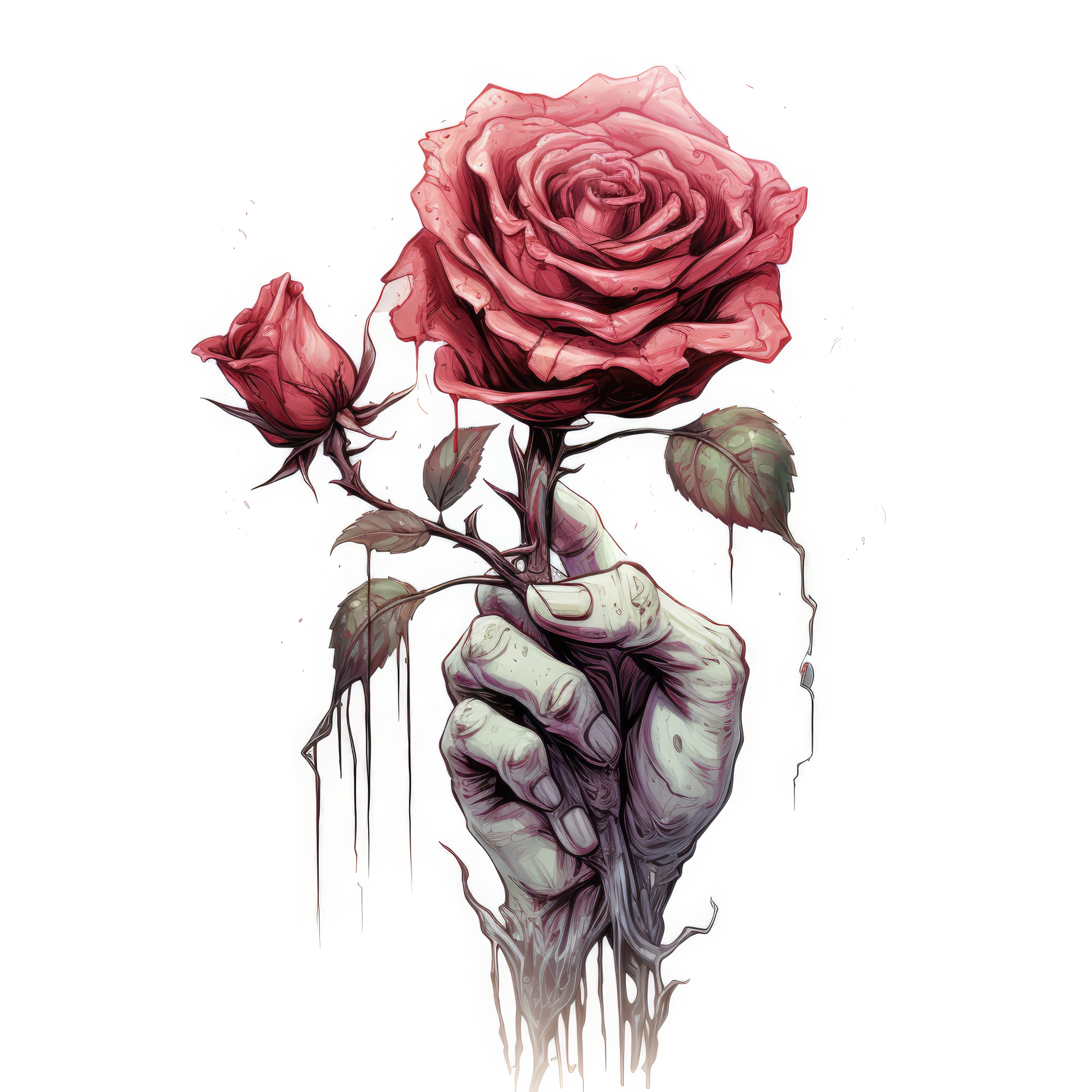 NAISTEN PAITA - Zombie hand with a rose 1