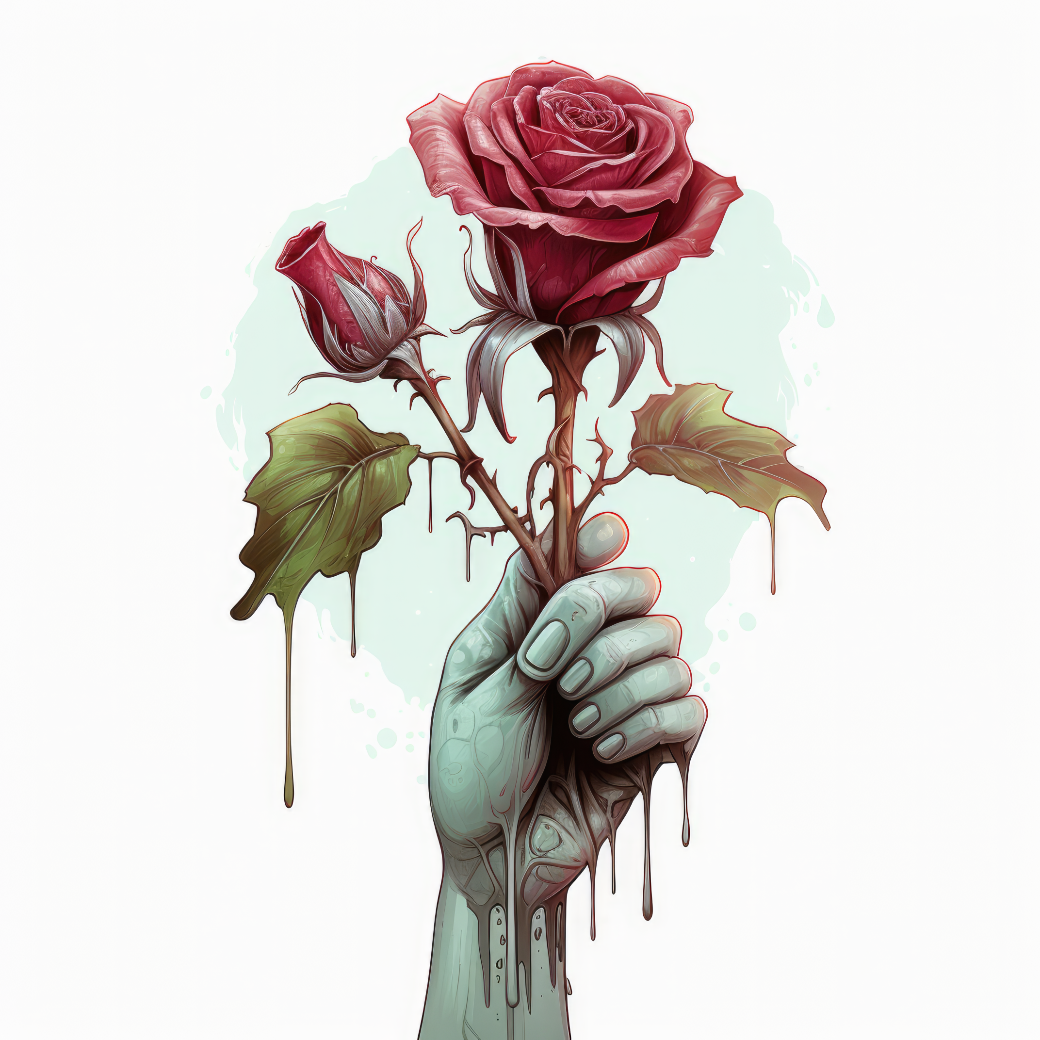 Zombie hand with a rose 3 (paitakuva)