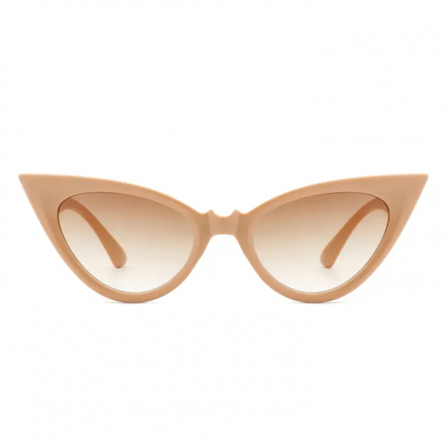 AURINKOLASIT - Women Retro High Pointed Fashion Vintage Cat Eye Sunglasses beige