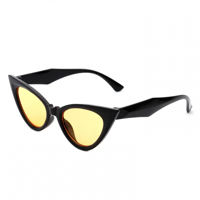 AURINKOLASIT - Women Retro High Pointed Fashion Vintage Cat Eye Sunglasses black/yellow