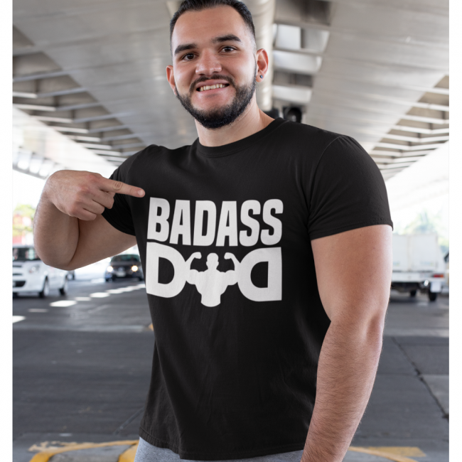 T- PAITA musta - BADASS DAD (00 1598)