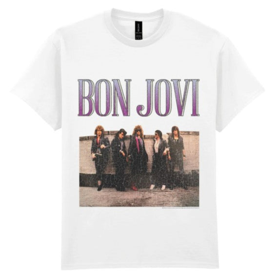 T-PAITA valkoinen - Bon Jovi Band Cracked