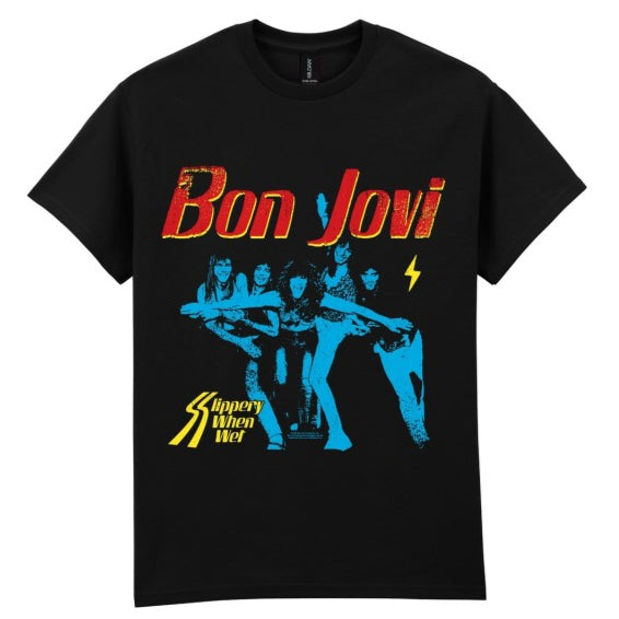 T-PAITA musta - Bon Jovi Slippery When Wet