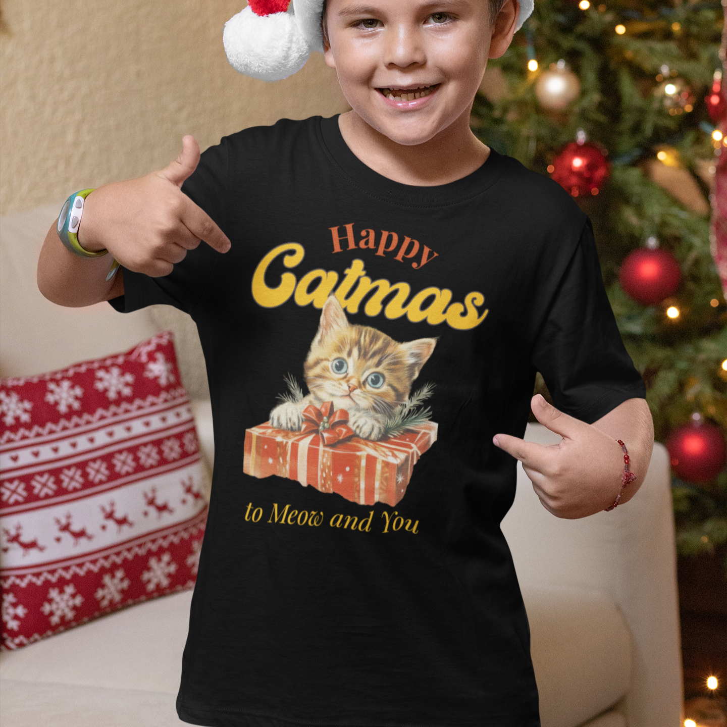 JOULUPAITA musta - HAPPY CATMAS