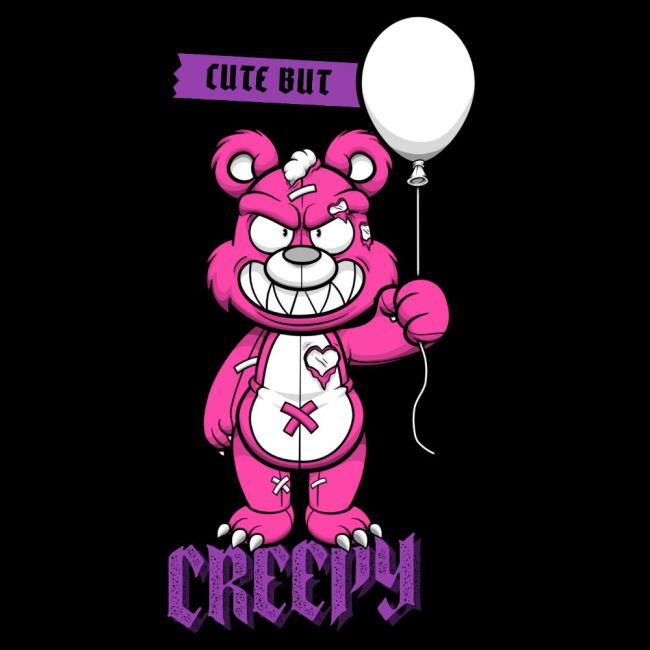 T-PAITA musta - CUTE BUT CREEPY (00 241)