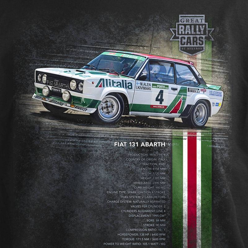 T-PAITA RALLI musta - DC Fiat 131 Abarth