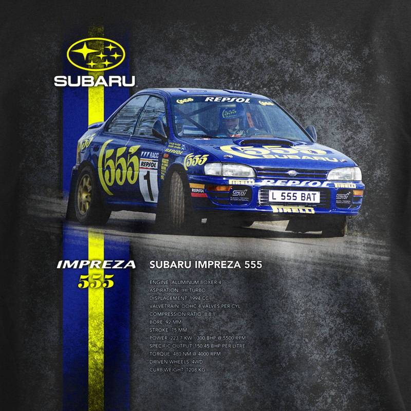 T-PAITA RALLI musta - DC Subaru Impreza 555