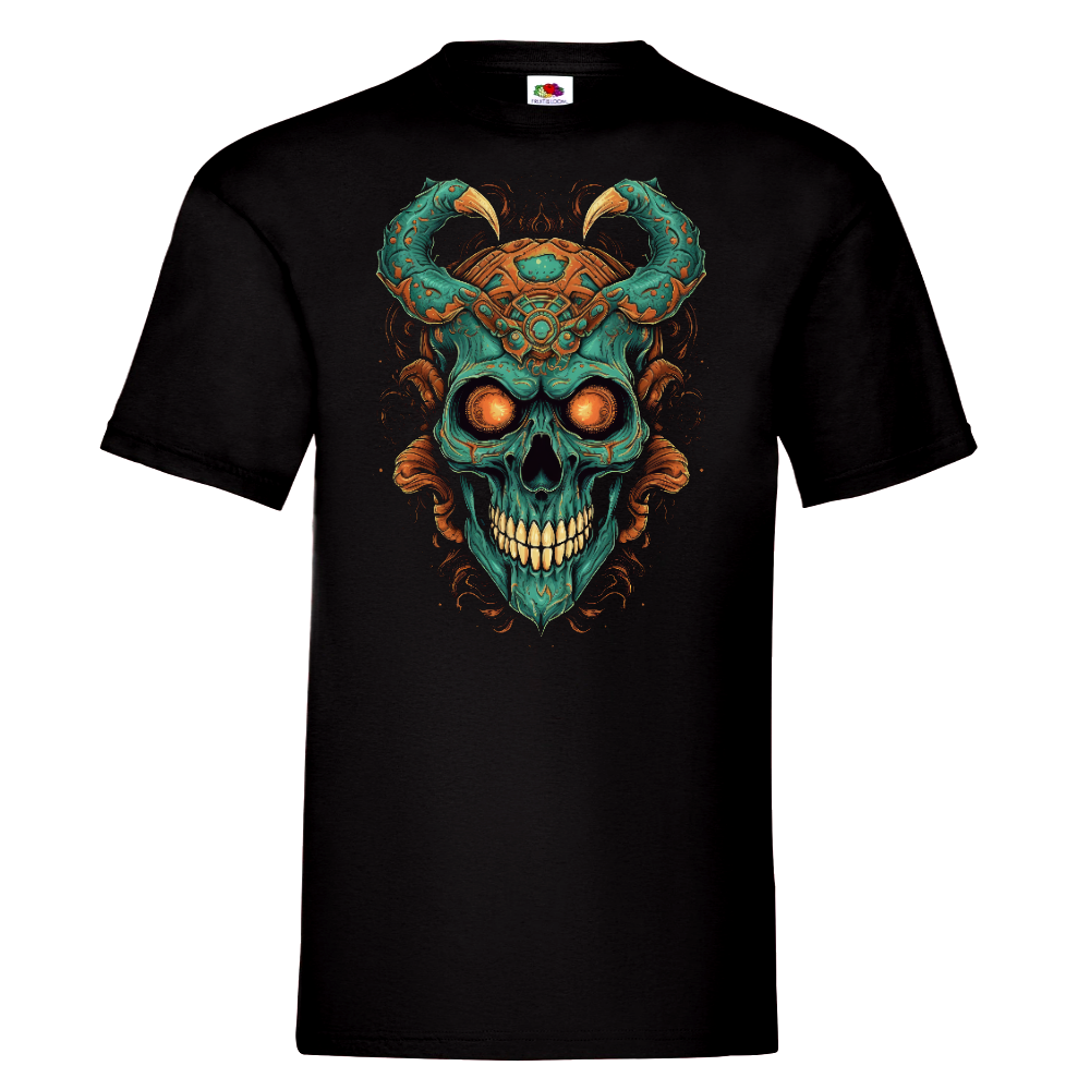 T-PAITA MUSTA - Cartoon Mythological creature skull