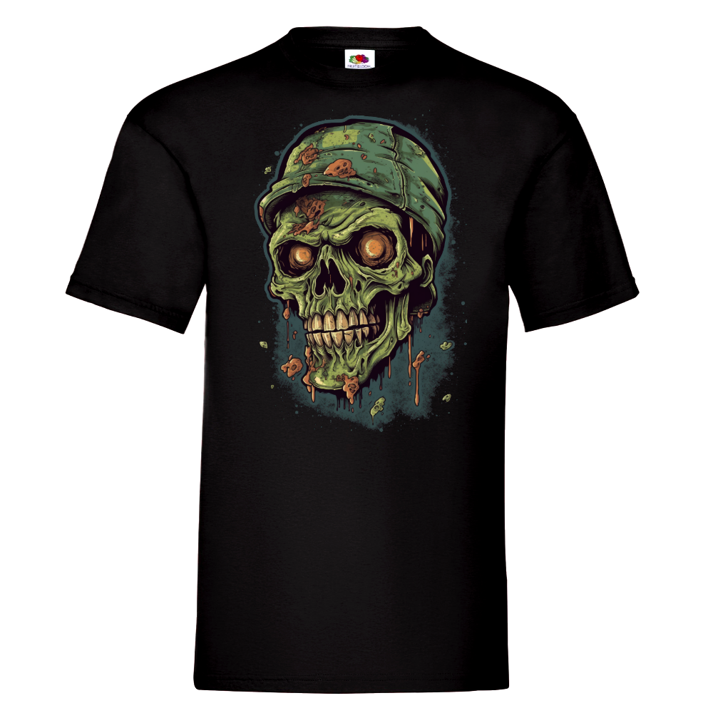 T-PAITA MUSTA - Cartoon Zombie skull Tshirt design