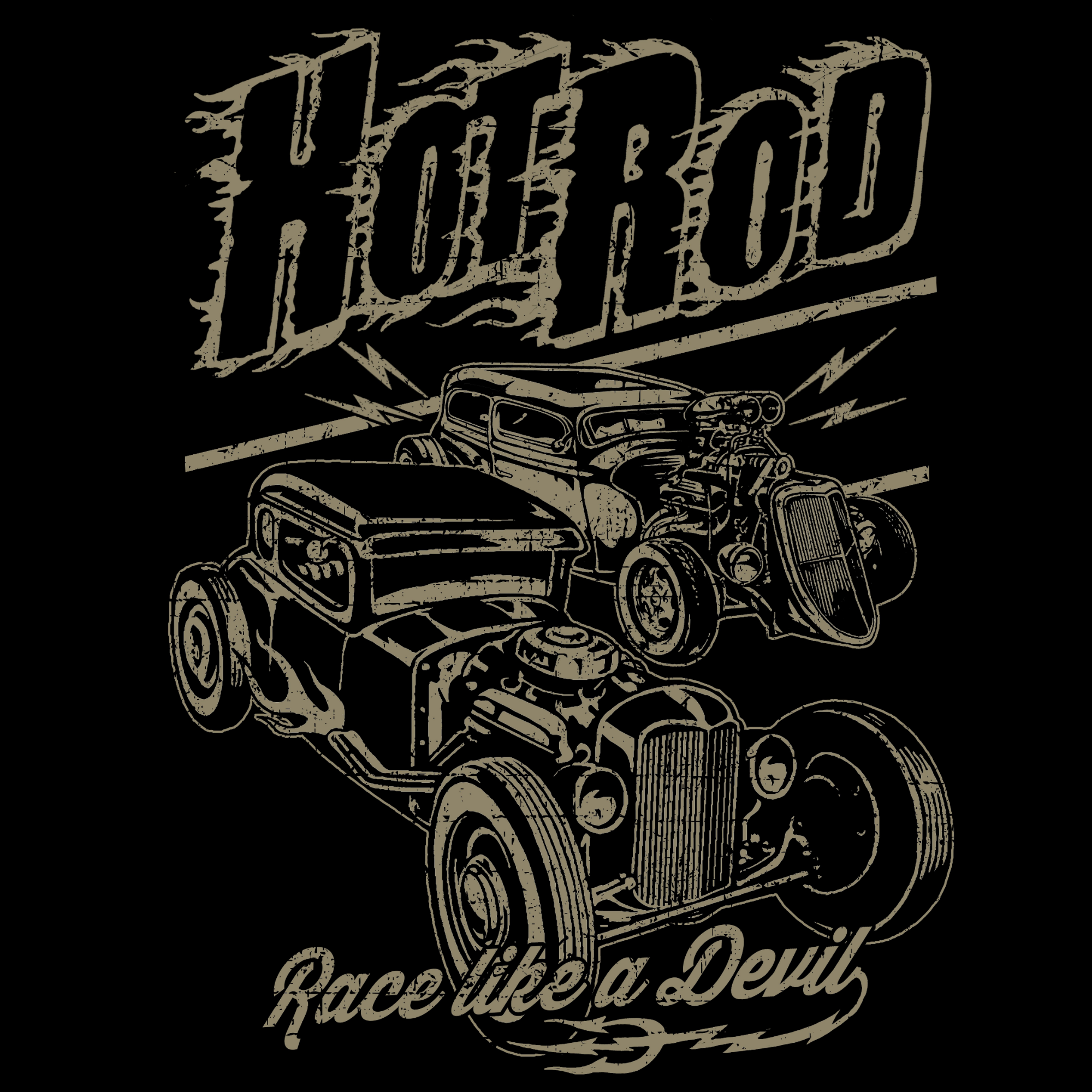 PITKÄHIHAINEN T-PAITA MUSTA - hot rod race like a devil