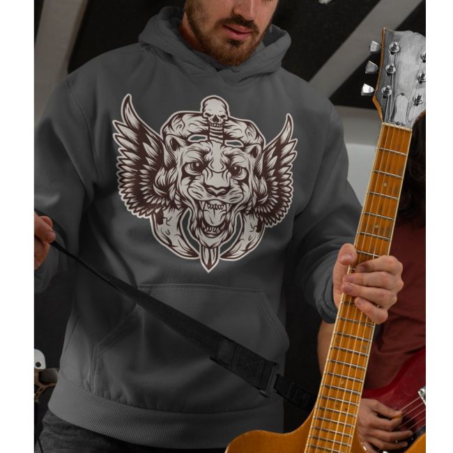 CLASSIC HUPPARI Dark Heather Grey - TIGER SKULL WINGS