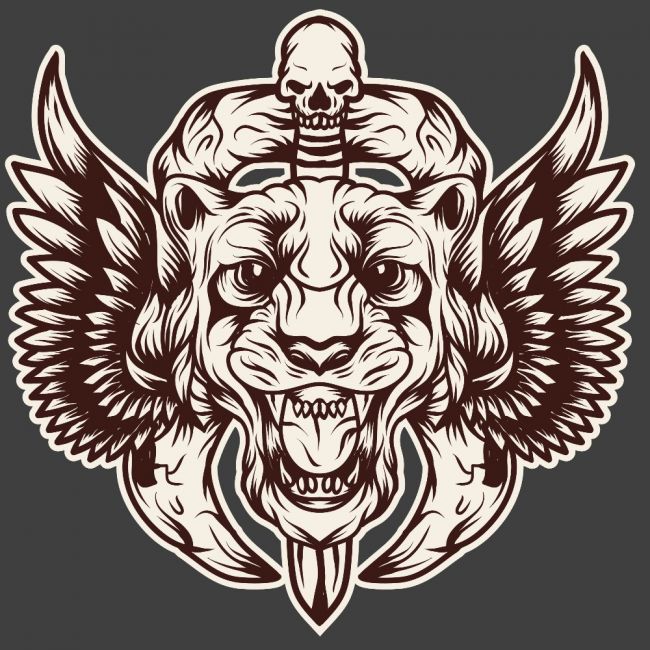 CLASSIC HUPPARI Dark Heather Grey - TIGER SKULL WINGS