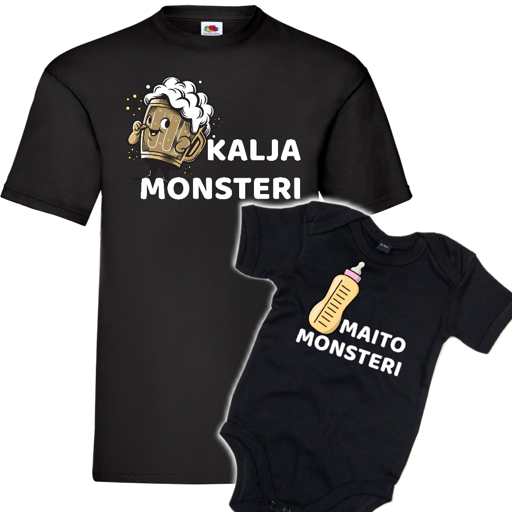 MIESTEN mu T-PAITA + VAUVAN BODY MONSTERIT (2923)