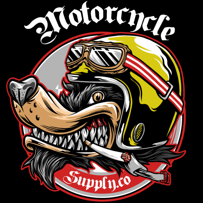 MOTO T-PAITA MUSTA - MOTORCYCLE WOLF (00 1946)