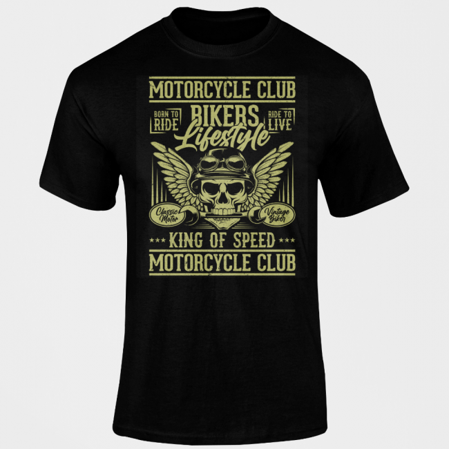 MOTO T-PAITA MUSTA - BIKERS LIFESTYLE (00 1934)