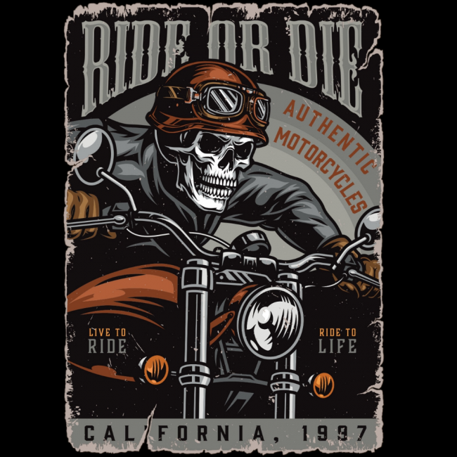 MOTO T-PAITA MUSTA - RIDE OR DIE (00 1945)