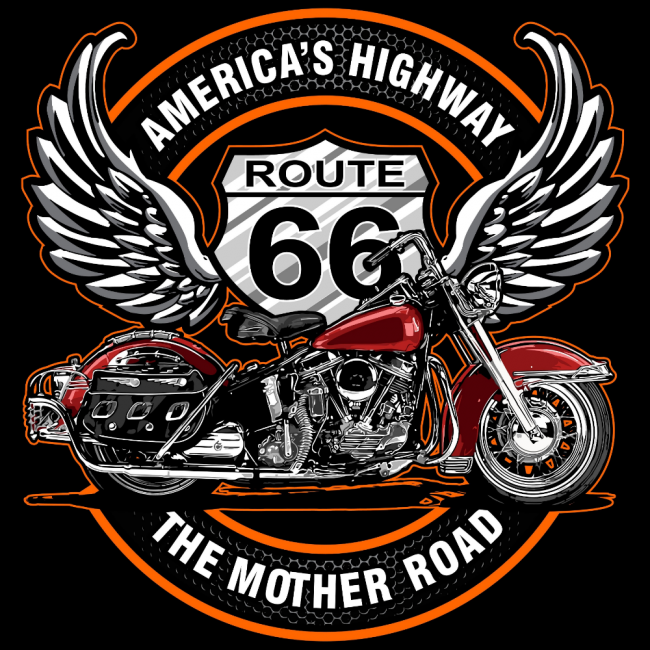 MOTO T-PAITA MUSTA - AMERICA'S HIGHWAY ROUTE 66 (00 1935)