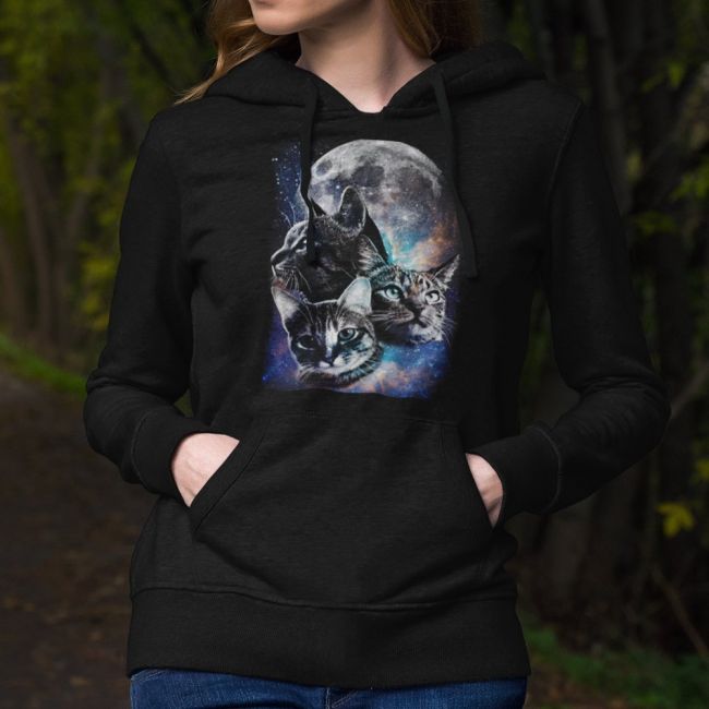 NAISTEN CLASSIC HUPPARI MUSTA - SPACE CATS MOON (494)