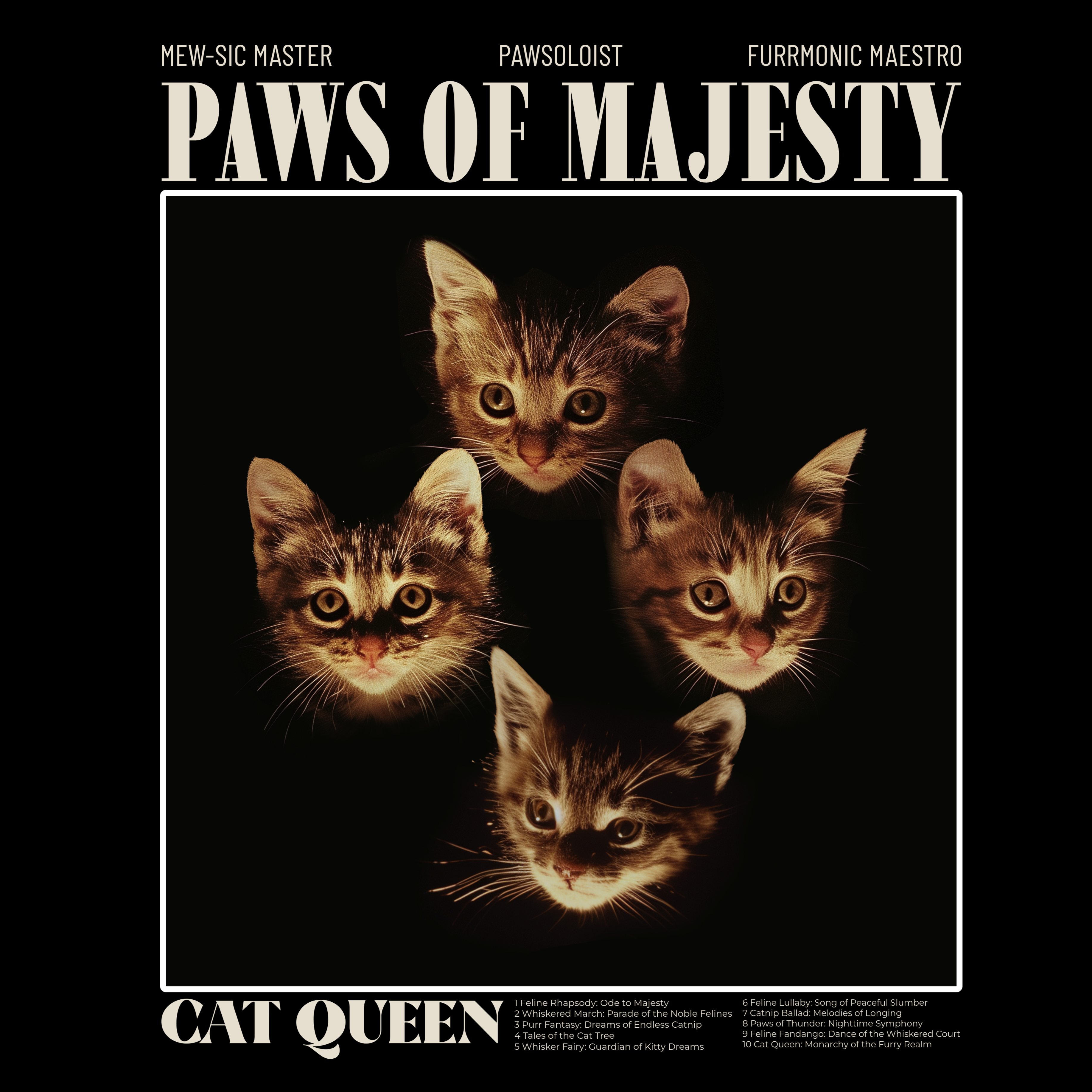 T-PAITA MUSTA - PAWS OF MAJESTY (2932)