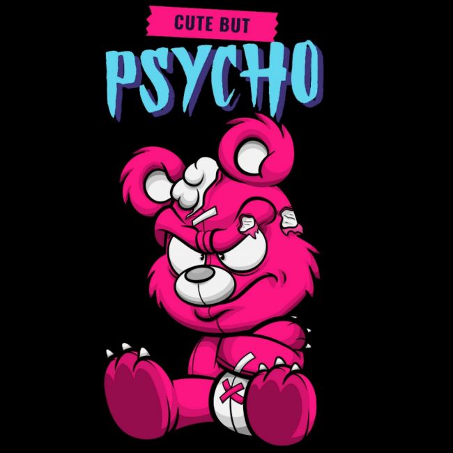 T-PAITA musta - CUTE BUT PSYCHO (00 227)