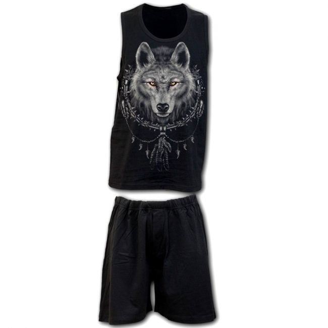 PYJAMA SETTI - SHORTSIT JA HIHATON WOLF CHI - SPIRAL