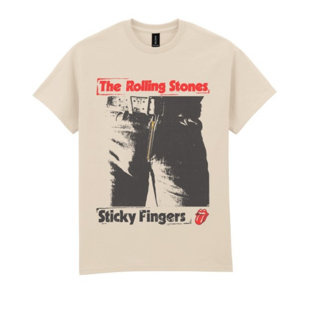 T-PAITA luonnonvalk. - Rolling Stones - Sticky fingers album (LF8664)
