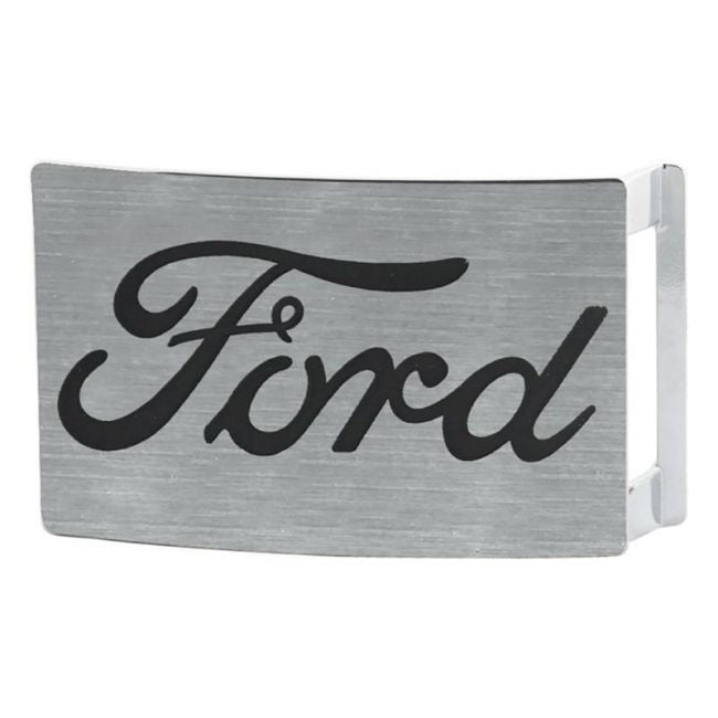 VYÖNSOLKI - FORD SCRIPT BUCKLE  BRUSHED SILVER BLACK