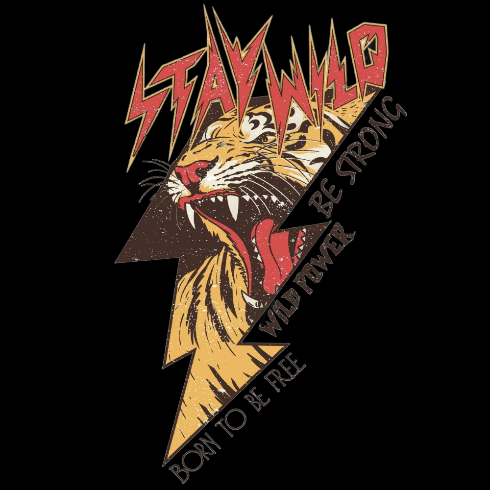 HIHATON T-PAITA MUSTA - Stay Wild Born to be Free