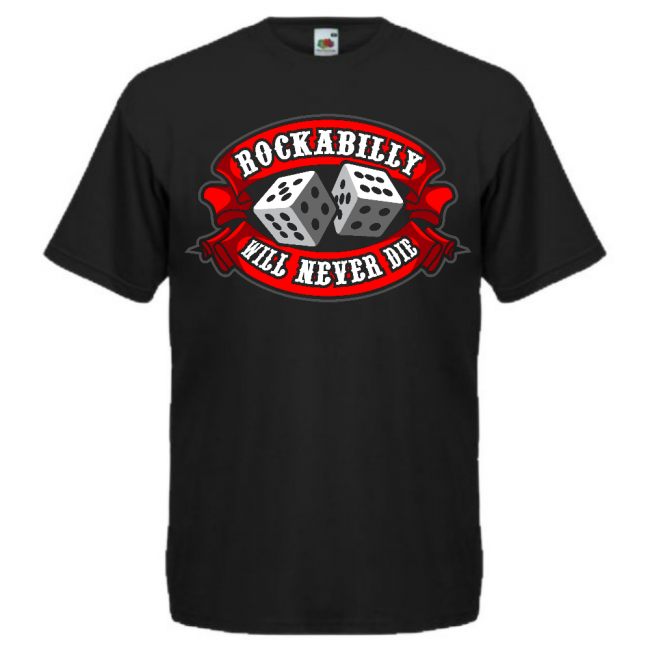 T-PAITA MUSTA - ROCKABILLY DICES  (2705)