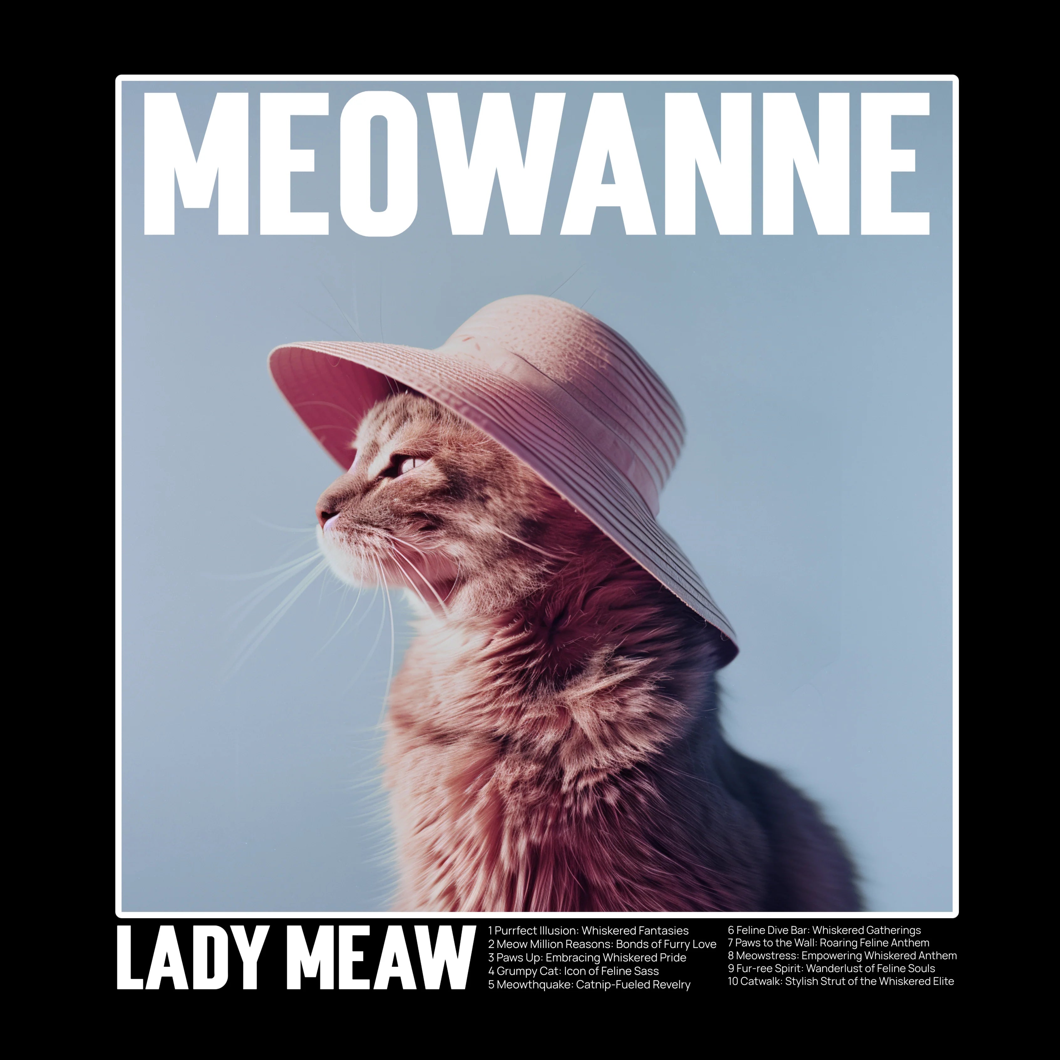 KISSABÄNDI T-PAITA MUSTA - MEOWANNE LADY MEAW (2935)