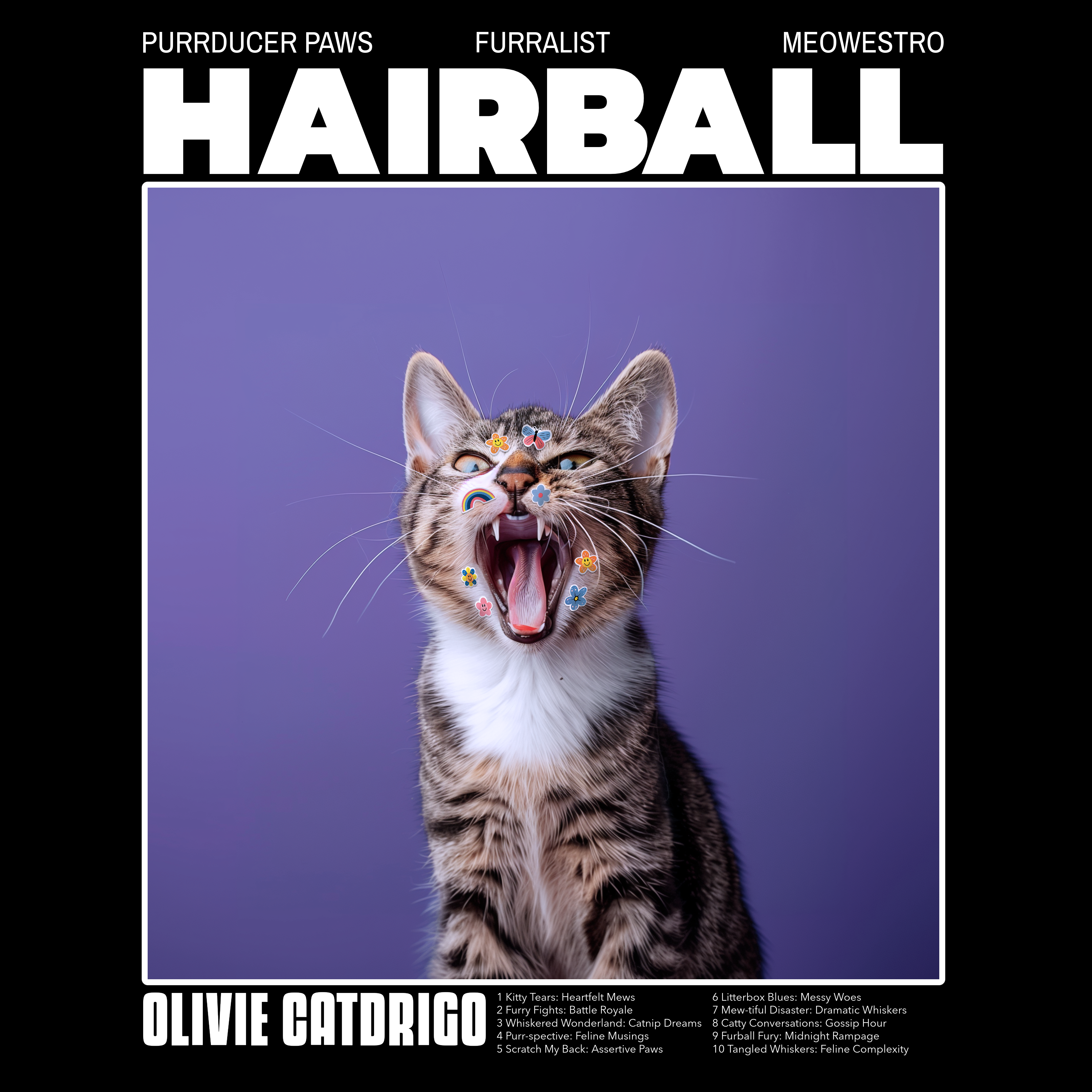 T-PAITA MUSTA - HAIRBALL (2934)