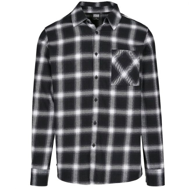 KAULUSPAITA - Oversized Checked Shirt blk/wht - URBAN CLASSICS