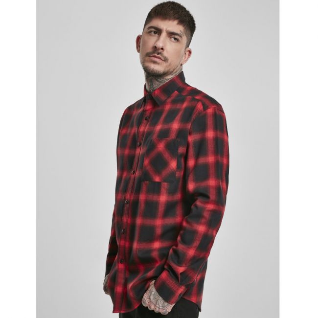 KAULUSPAITA - Oversized Checked Shirt blk/red - URBAN CLASSICS