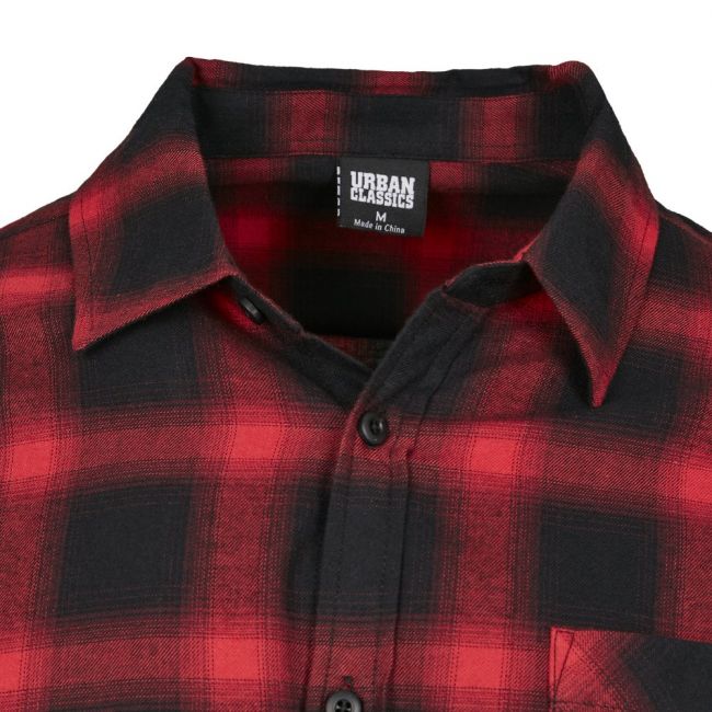 KAULUSPAITA - Oversized Checked Shirt blk/red - URBAN CLASSICS