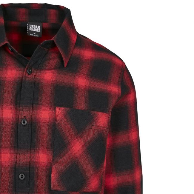 KAULUSPAITA - Oversized Checked Shirt blk/red - URBAN CLASSICS