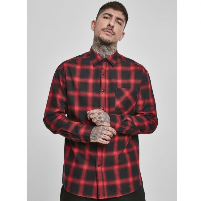 KAULUSPAITA - Oversized Checked Shirt blk/red - URBAN CLASSICS