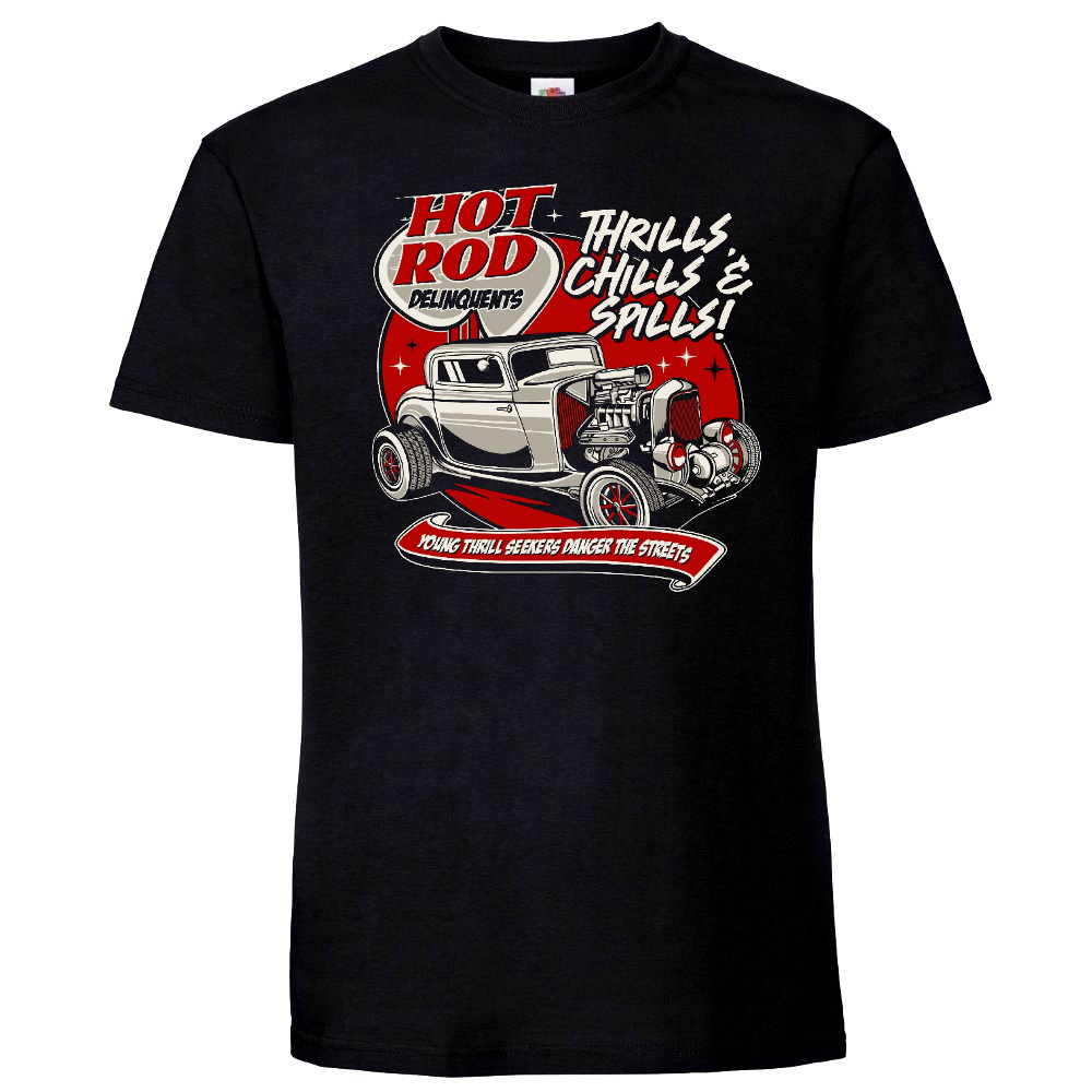 T-PAITA MUSTA - Hot Rod delinquents