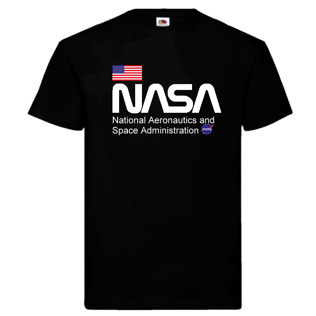 T-PAITA - NASA FLAG & LOGO MUSTA (00 609)