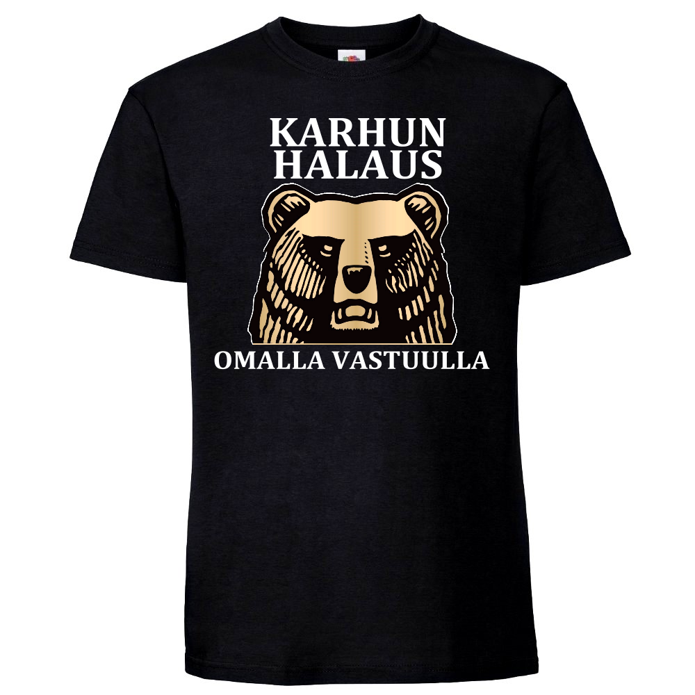 T-PAITA MUSTA - KARHUN HALAUS