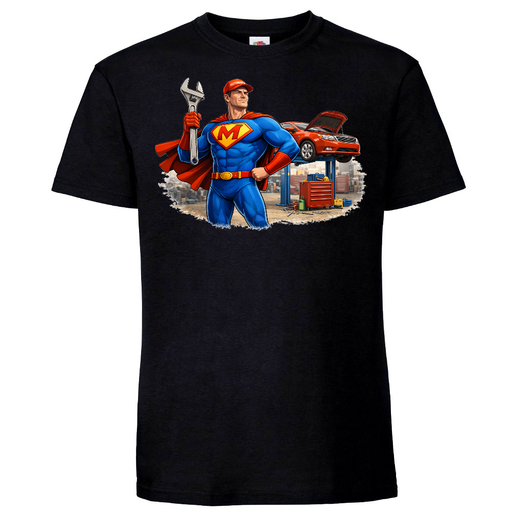 T-PAITA MUSTA - Mekaanikko-sankari