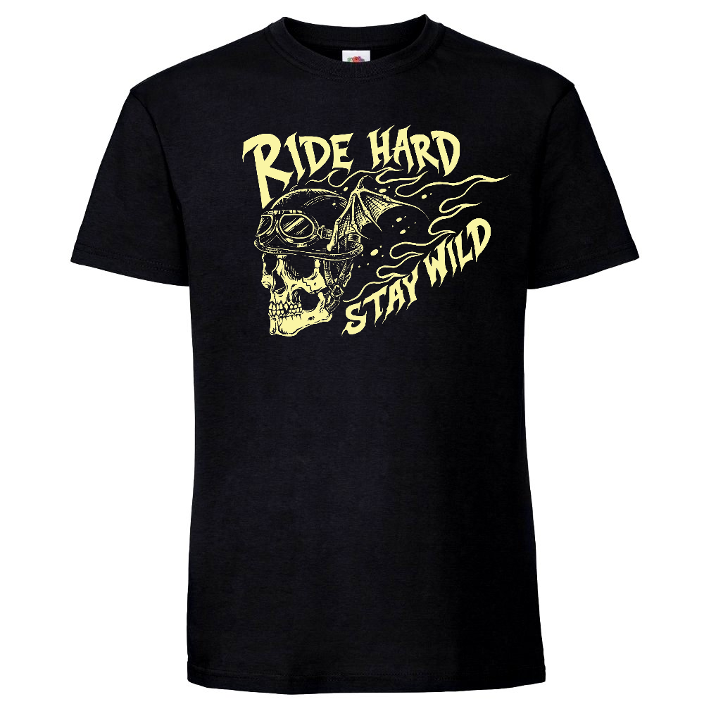 T-PAITA MUSTA - Ride Hard Stay Wild (4011)