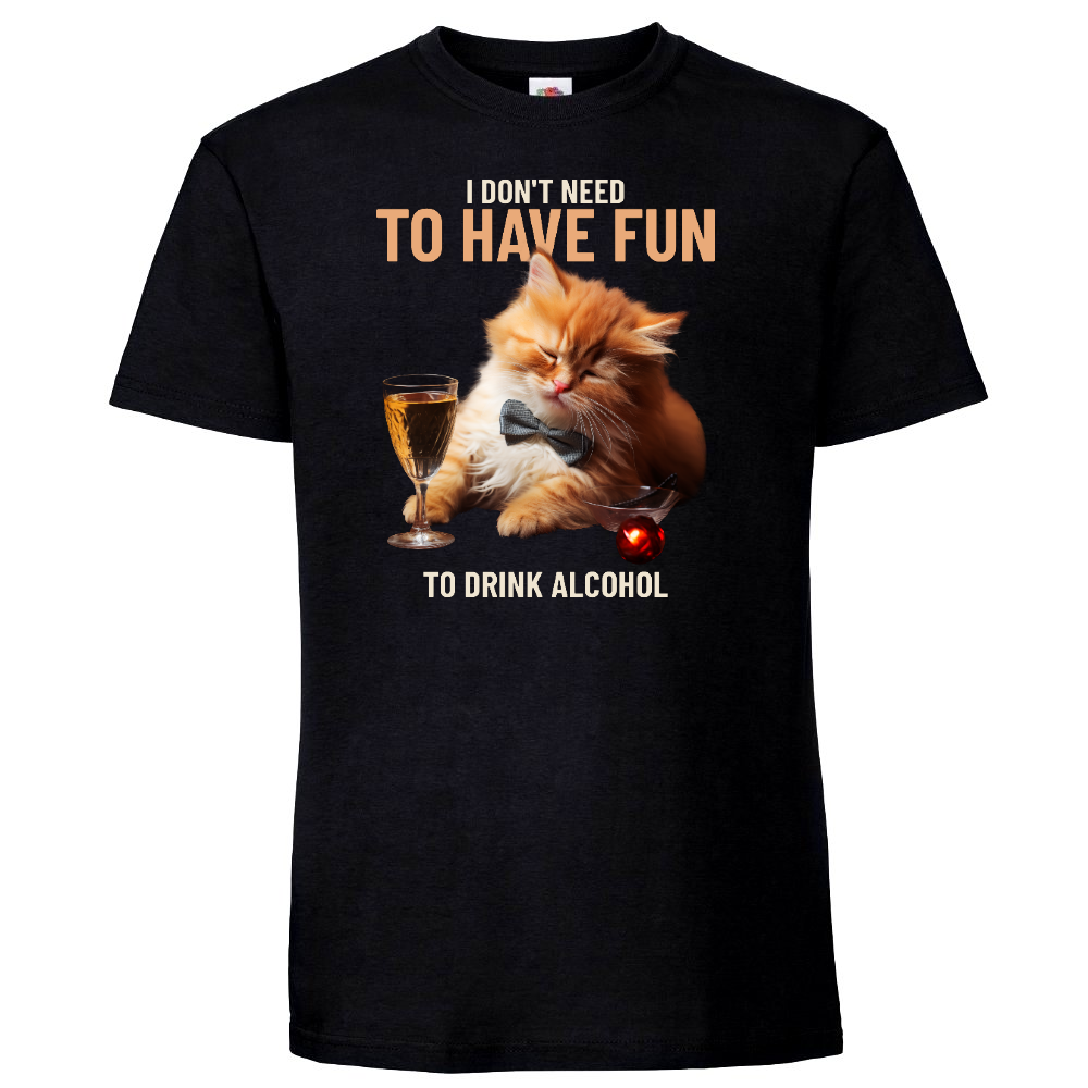 T-PAITA MUSTA - I DON’T NEED FUN I NEED WINE