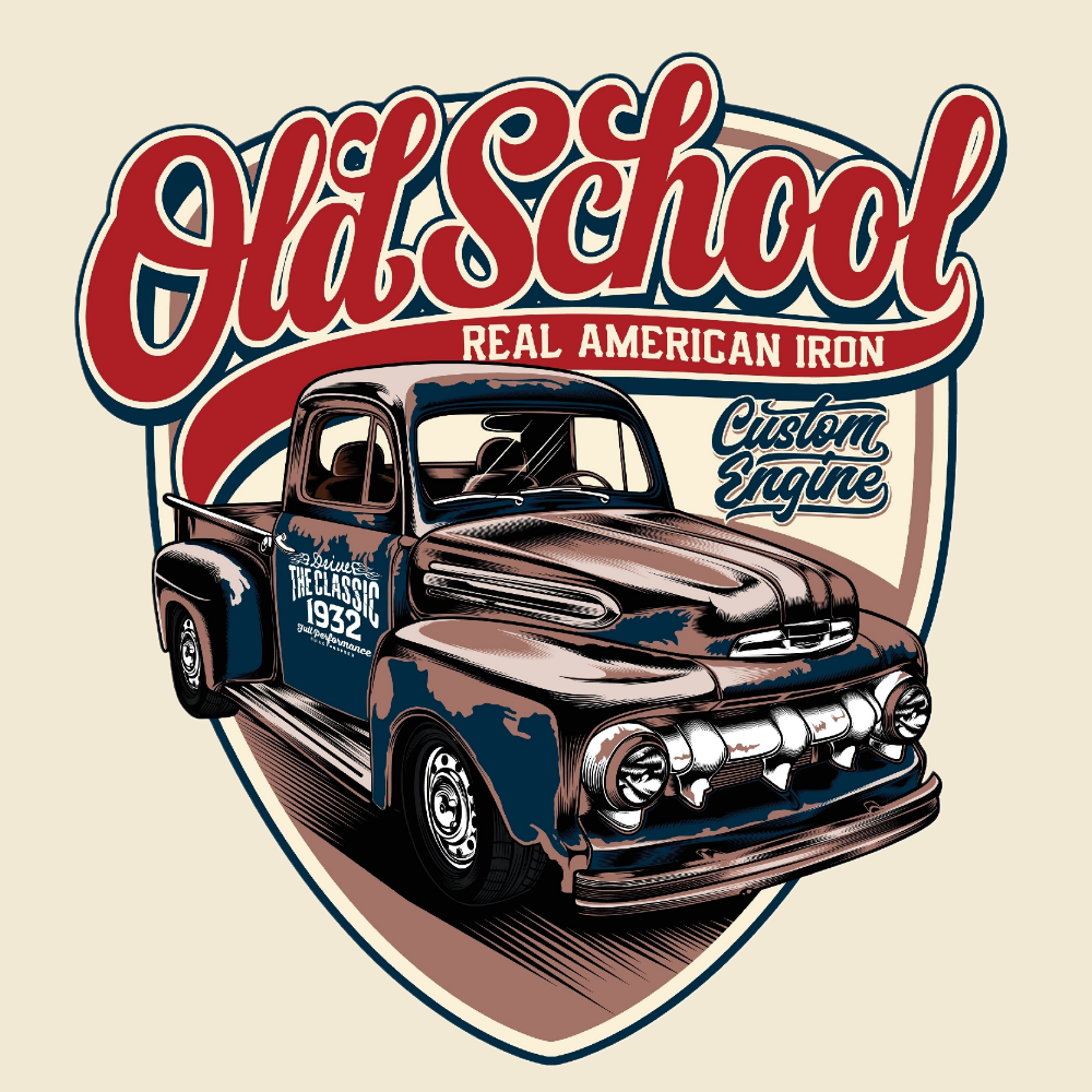 T-PAITA LUONNONVALKOINEN - OLD SCHOOL REAL AMERICAN IRON (00 2835)